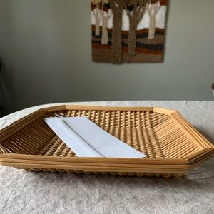 Vintage Rattan Tray Set
